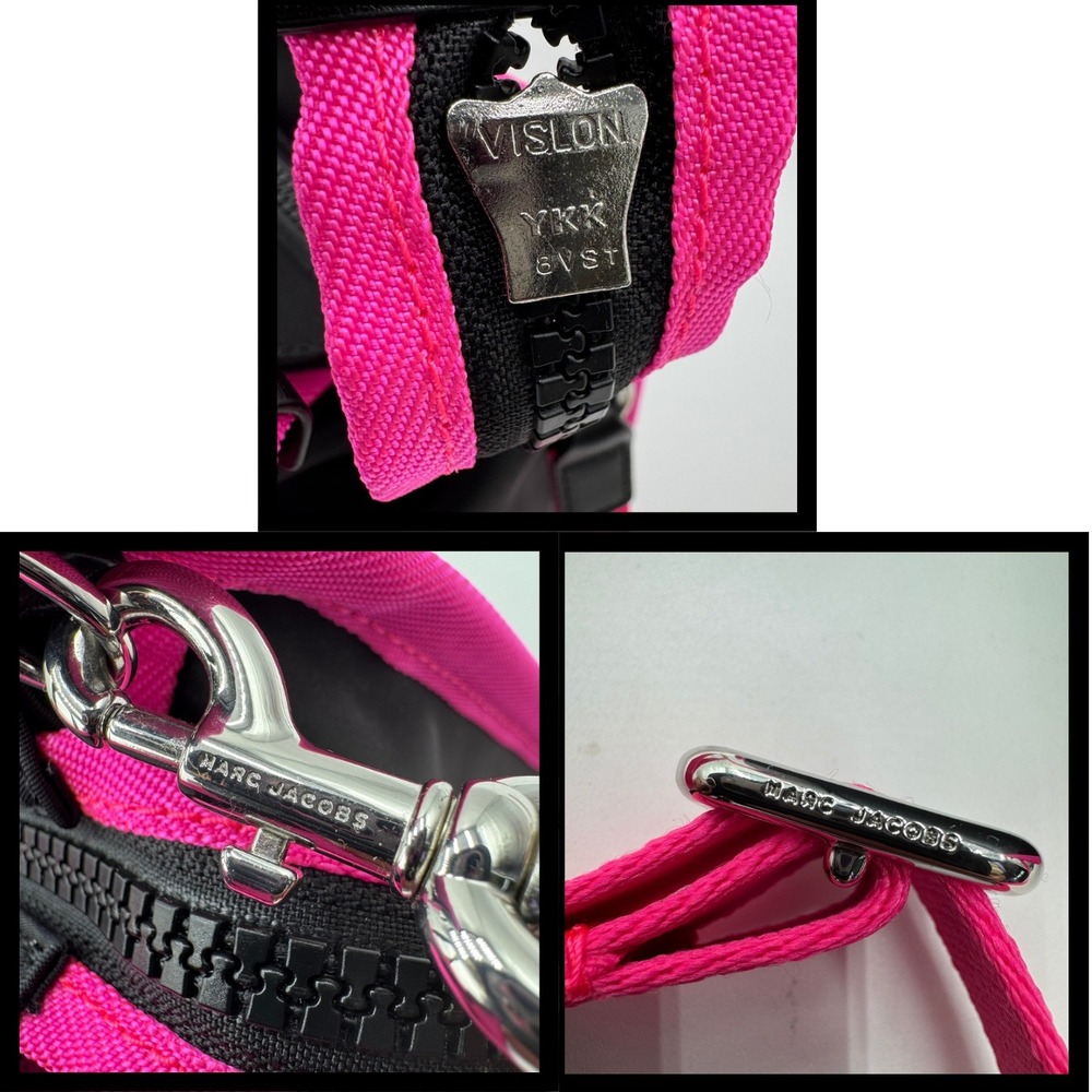 Marc Jacobs Tote Bag Neon Trim Crossbody Black Hot Pink NWT Nylon Designer Y2K - Picture 7 of 8